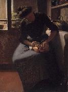 Minerva Josephine Chapman Woman Polishing a Kettle oil painting on canvas